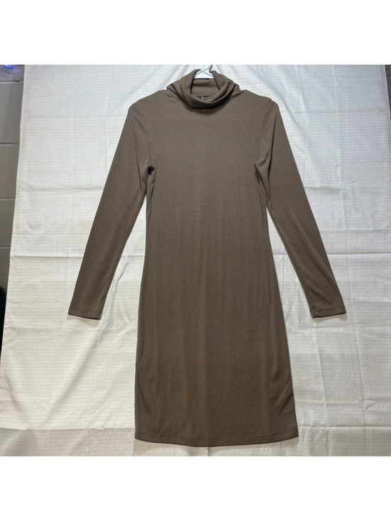 Lulus Dresses & Skirts - Lulus Women's Brown Ribbed Knit Bodycon Dress Medium Long Sleeve Turtleneck